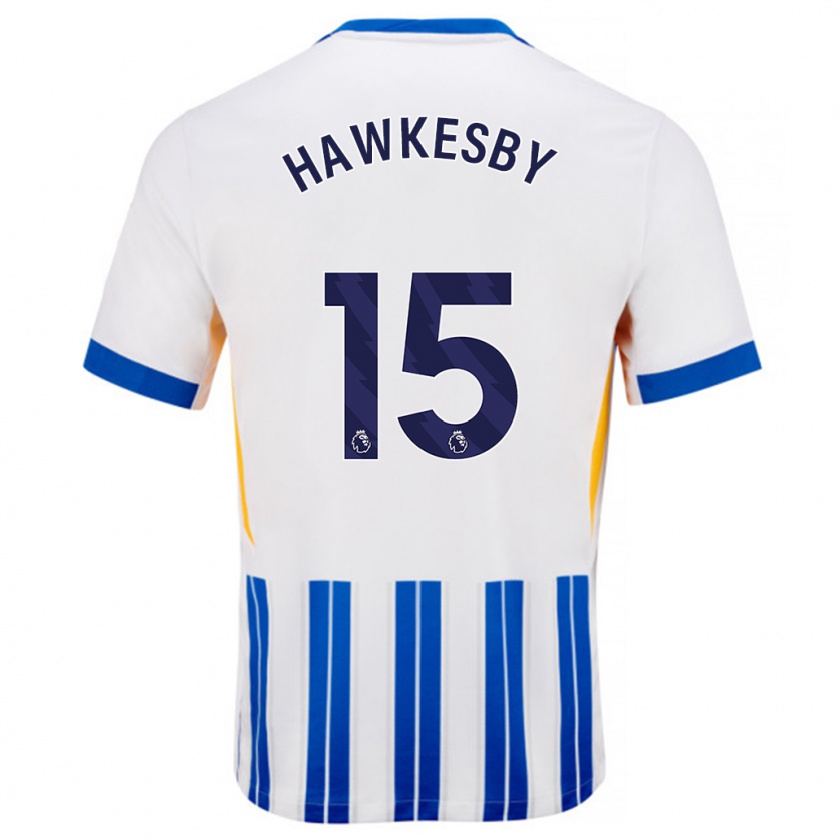 Kandiny Gyermek Mackenzie Hawkesby #15 Fehér Kék Csíkos Hazai Jersey 2024/25 Mez Póló Ing