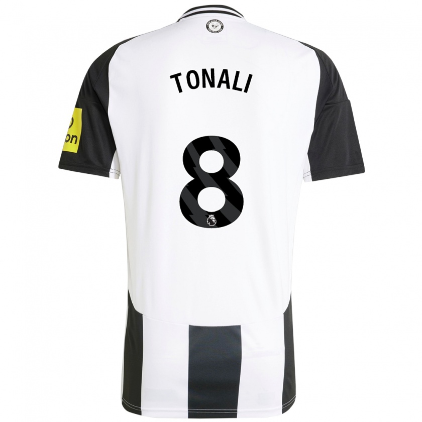 Kandiny Gyermek Sandro Tonali #8 Fehér Fekete Hazai Jersey 2024/25 Mez Póló Ing