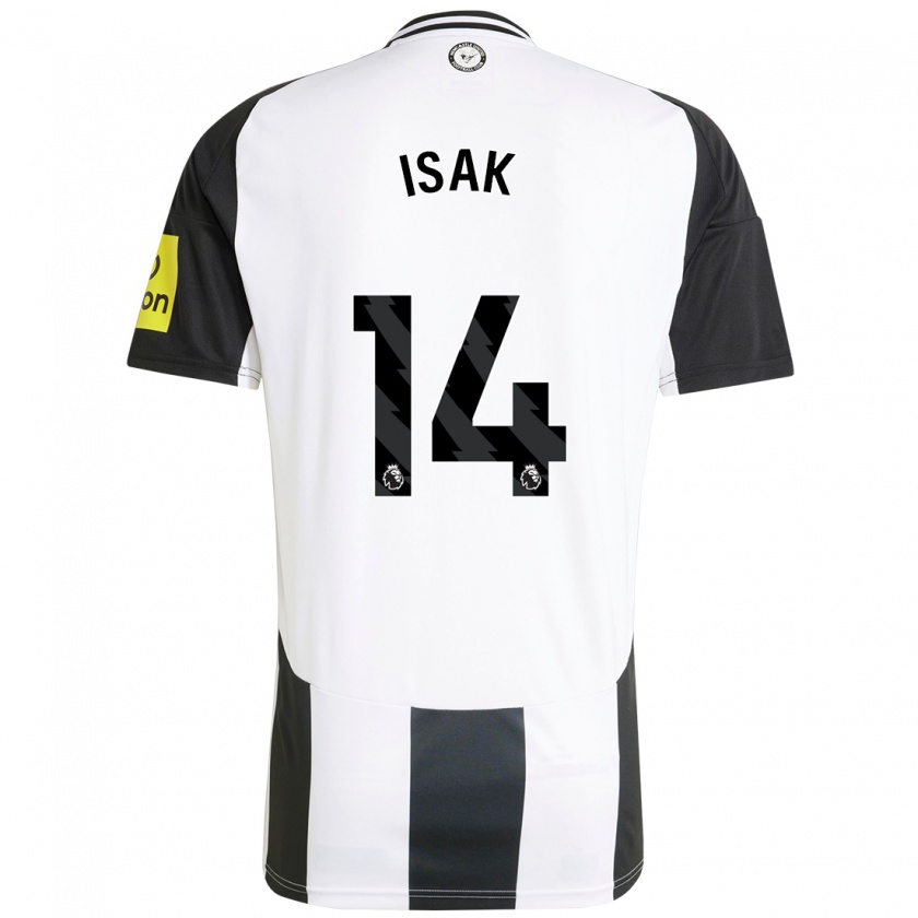 Kandiny Gyermek Alexander Isak #14 Fehér Fekete Hazai Jersey 2024/25 Mez Póló Ing