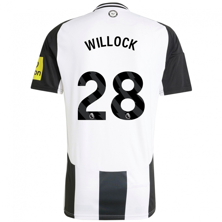 Kandiny Gyermek Joe Willock #28 Fehér Fekete Hazai Jersey 2024/25 Mez Póló Ing