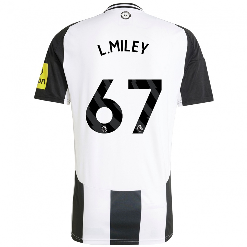 Kandiny Gyermek Lewis Miley #67 Fehér Fekete Hazai Jersey 2024/25 Mez Póló Ing