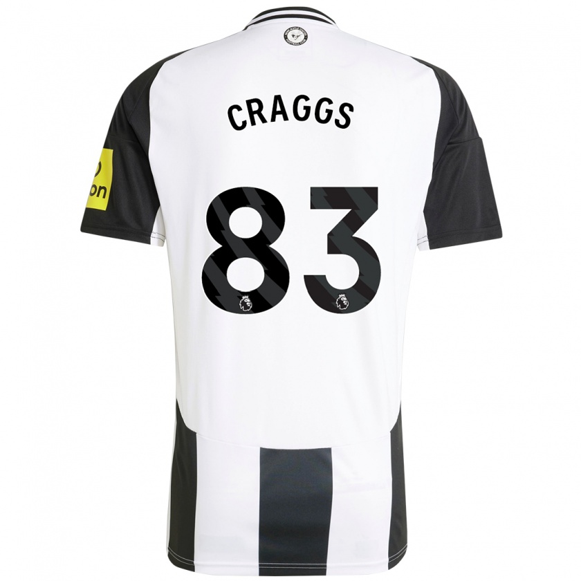 Kandiny Gyermek Luke Craggs #83 Fehér Fekete Hazai Jersey 2024/25 Mez Póló Ing