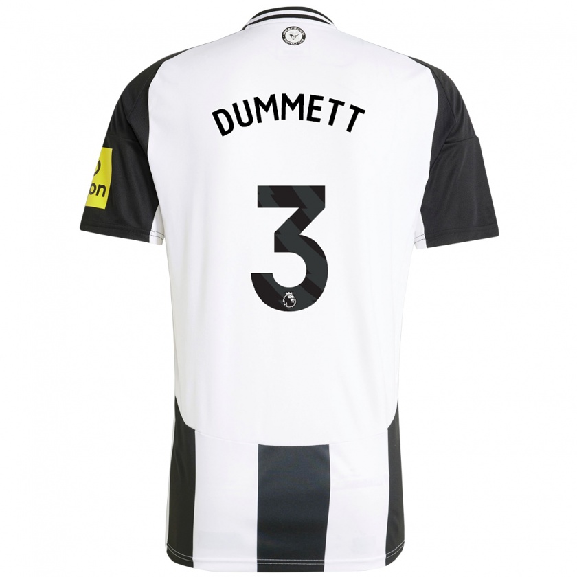 Kandiny Gyermek Paul Dummett #3 Fehér Fekete Hazai Jersey 2024/25 Mez Póló Ing