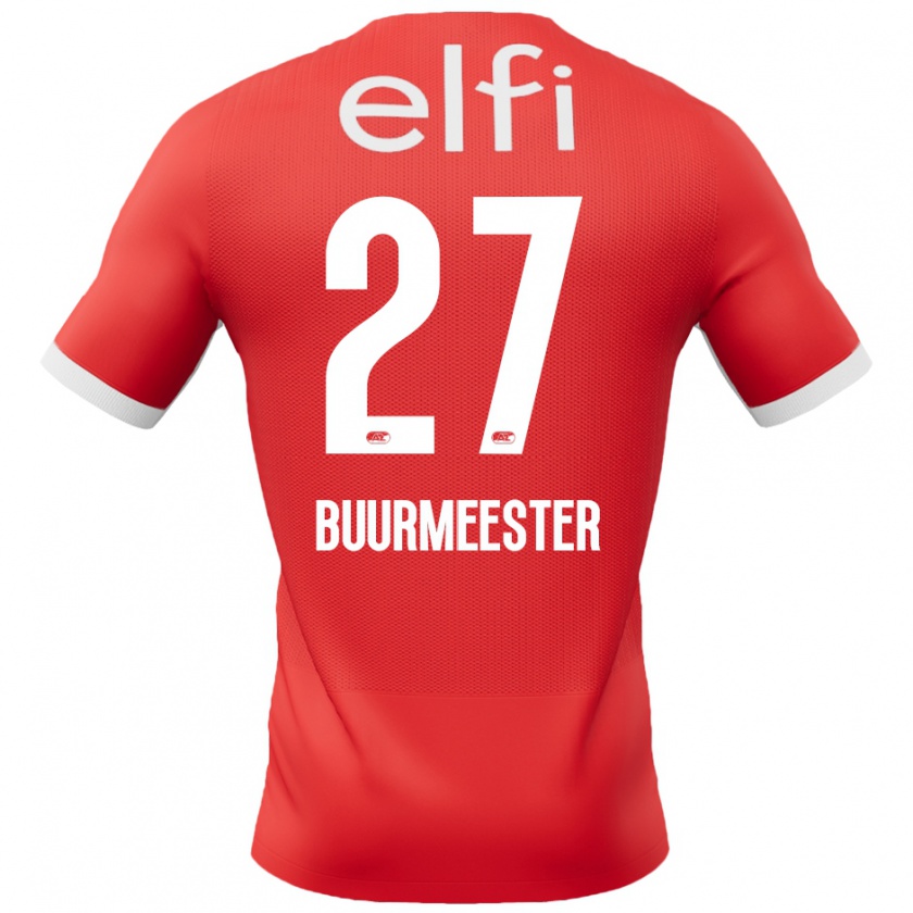 Kandiny Gyermek Zico Buurmeester #27 Piros Fehér Hazai Jersey 2024/25 Mez Póló Ing