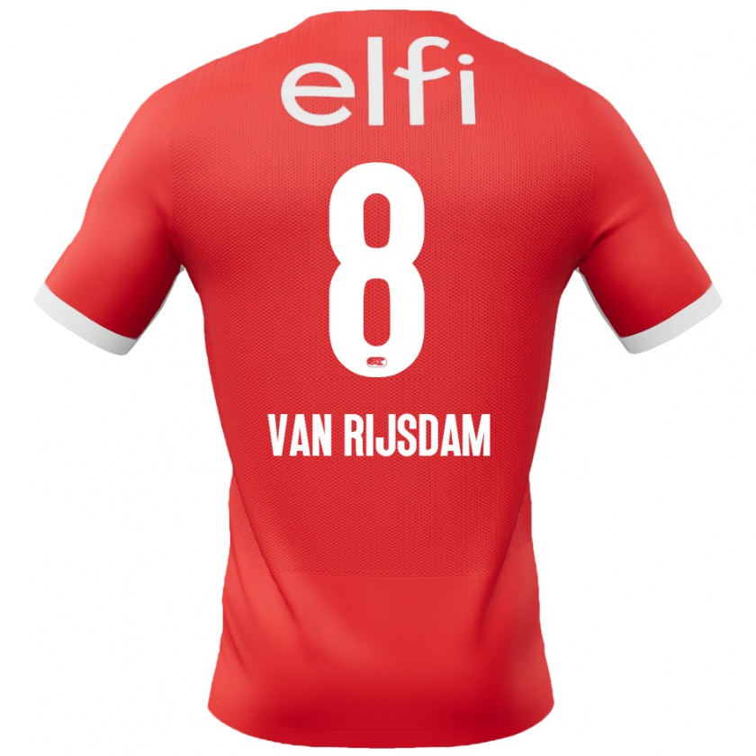 Kandiny Gyermek Julian Van Rijsdam #8 Piros Fehér Hazai Jersey 2024/25 Mez Póló Ing