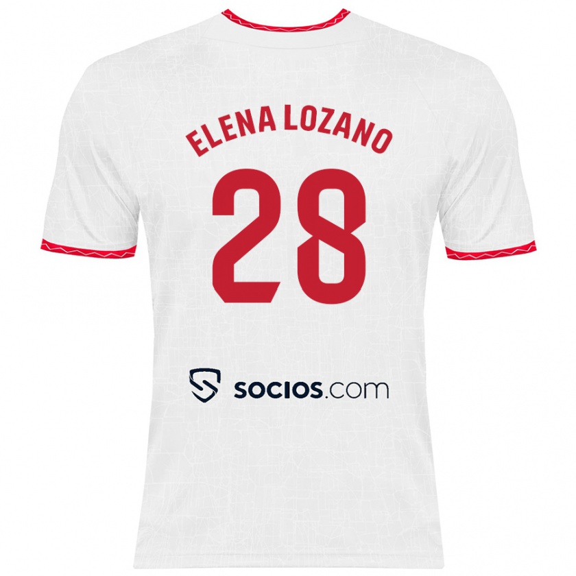 Kandiny Gyermek Elena Lozano Gallego #28 Fehér Piros Hazai Jersey 2024/25 Mez Póló Ing