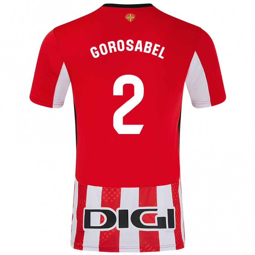 Kandiny Gyermek Andoni Gorosabel #2 Piros Fehér Hazai Jersey 2024/25 Mez Póló Ing