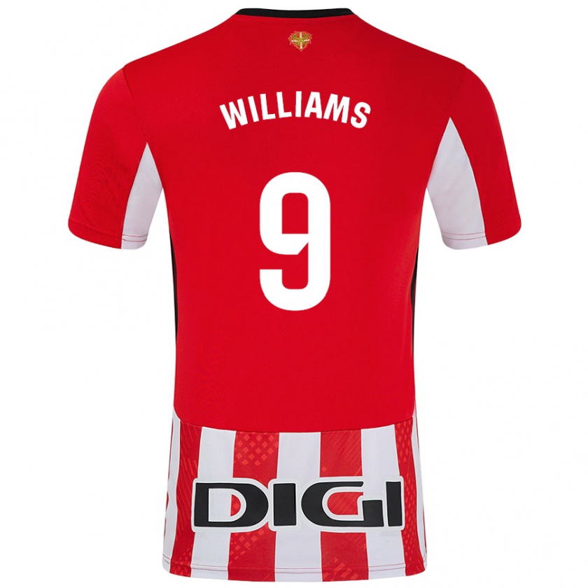 Kandiny Gyermek Iñaki Williams #9 Piros Fehér Hazai Jersey 2024/25 Mez Póló Ing