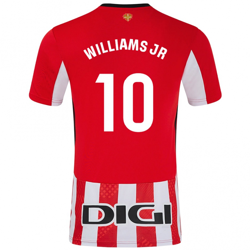 Kandiny Gyermek Nico Williams #10 Piros Fehér Hazai Jersey 2024/25 Mez Póló Ing