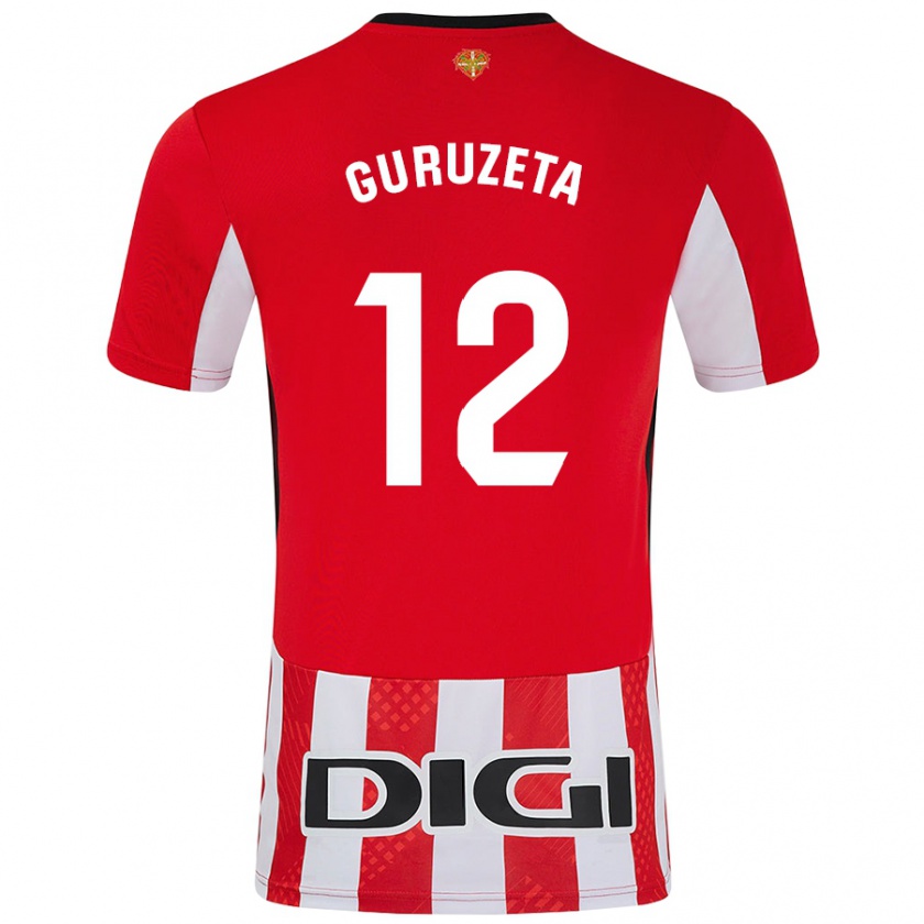 Kandiny Gyermek Gorka Guruzeta #12 Piros Fehér Hazai Jersey 2024/25 Mez Póló Ing