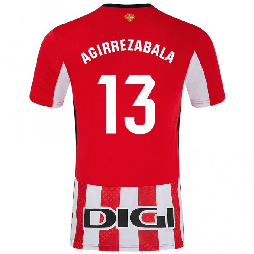 Kandiny Gyermek Julen Agirrezabala #13 Piros Fehér Hazai Jersey 2024/25 Mez Póló Ing