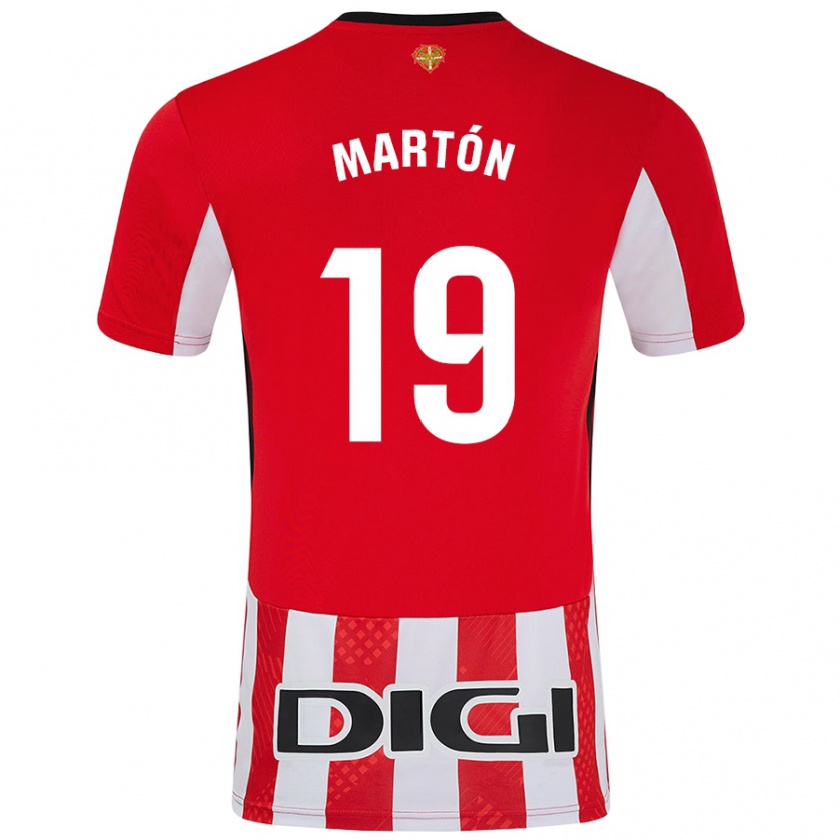 Kandiny Gyermek Javier Martón #19 Piros Fehér Hazai Jersey 2024/25 Mez Póló Ing