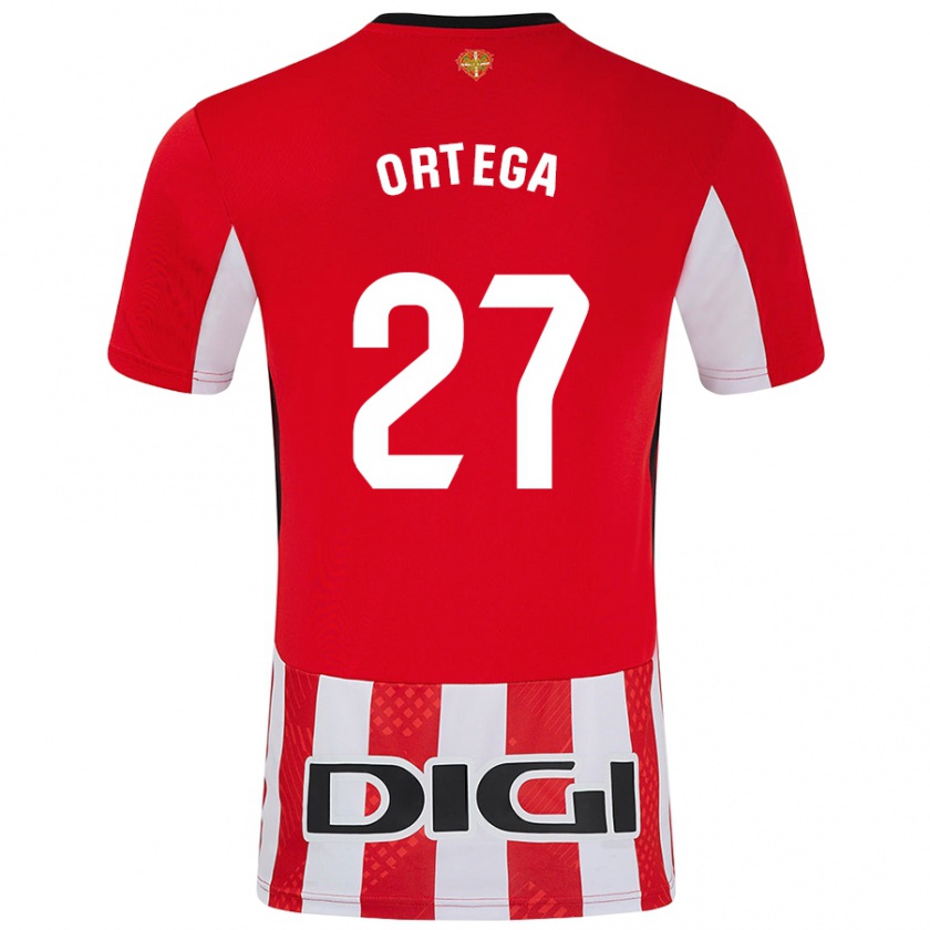 Kandiny Gyermek Sara Ortega #27 Piros Fehér Hazai Jersey 2024/25 Mez Póló Ing