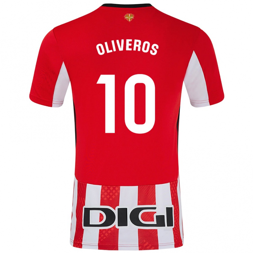 Kandiny Gyermek Aimar Oliveros #10 Piros Fehér Hazai Jersey 2024/25 Mez Póló Ing