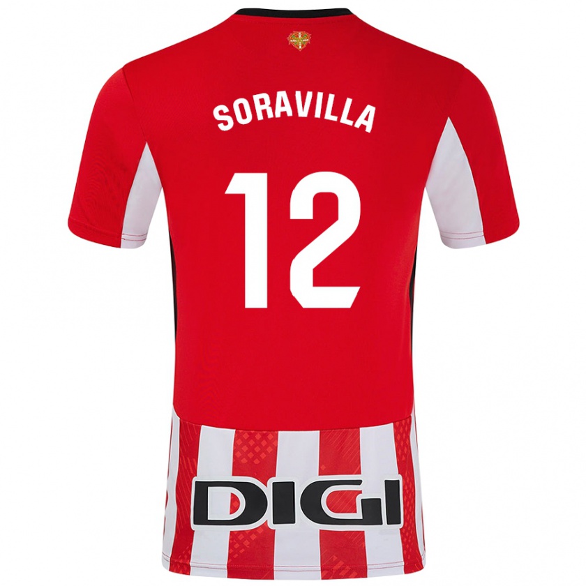 Kandiny Gyermek Ander Soravilla #12 Piros Fehér Hazai Jersey 2024/25 Mez Póló Ing