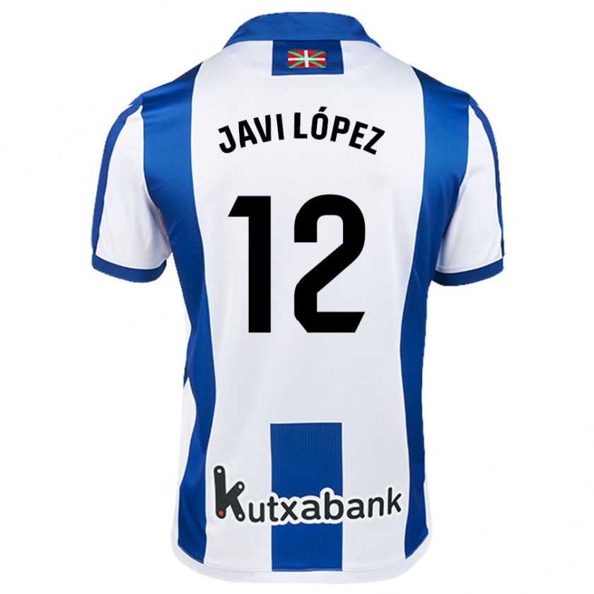 Kandiny Gyermek Javi López #12 Fehér Kék Hazai Jersey 2024/25 Mez Póló Ing