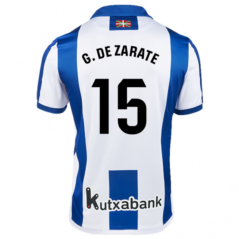 Kandiny Gyermek Urko González De Zarate #15 Fehér Kék Hazai Jersey 2024/25 Mez Póló Ing