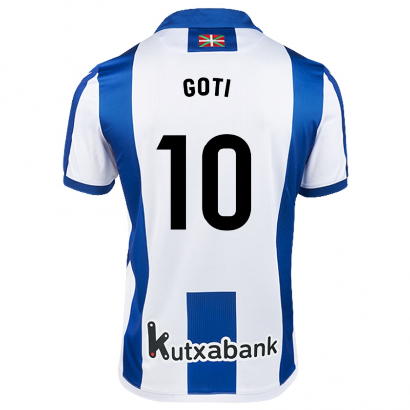 Kandiny Gyermek Mikel Goti #10 Fehér Kék Hazai Jersey 2024/25 Mez Póló Ing