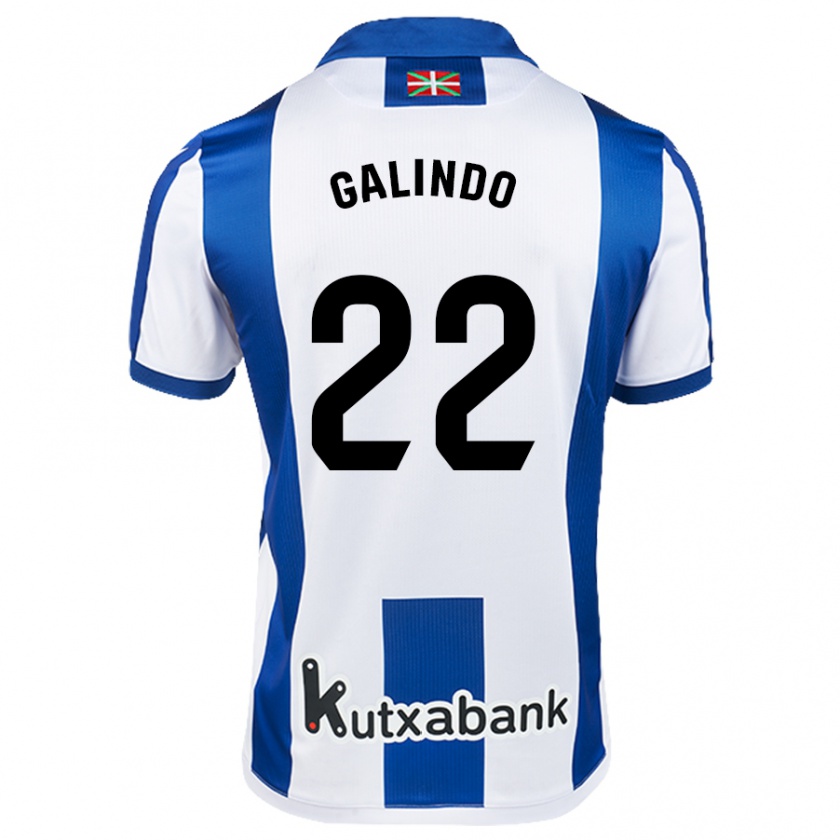 Kandiny Gyermek Iker Galindo #22 Fehér Kék Hazai Jersey 2024/25 Mez Póló Ing