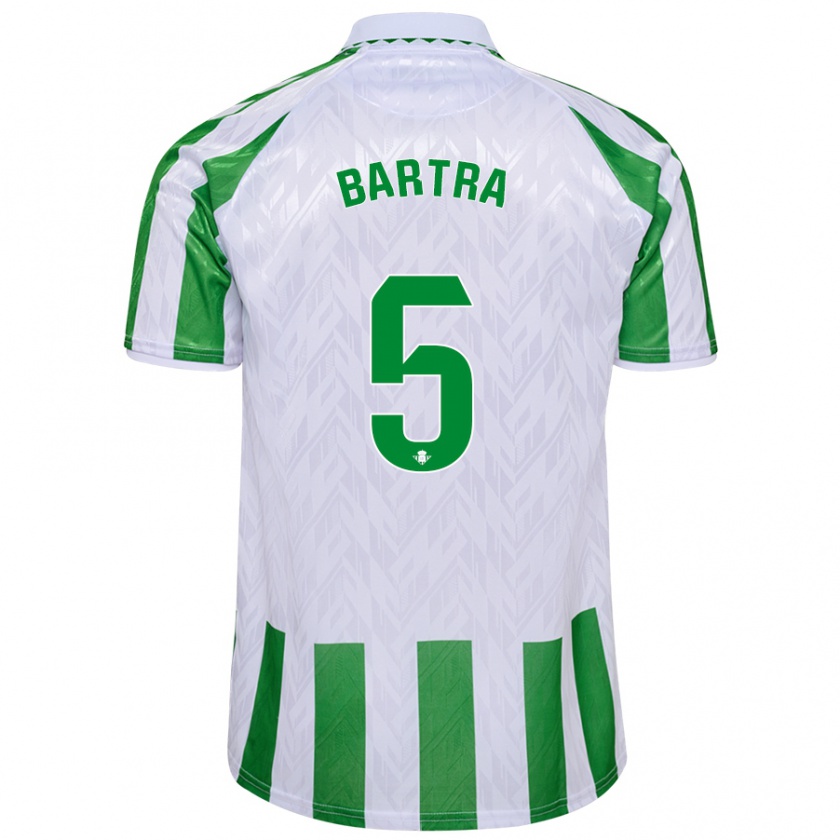 Kandiny Gyermek Marc Bartra #5 Zöld Fehér Csíkok Hazai Jersey 2024/25 Mez Póló Ing