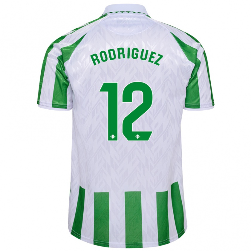 Kandiny Gyermek Ricardo Rodríguez #12 Zöld Fehér Csíkok Hazai Jersey 2024/25 Mez Póló Ing