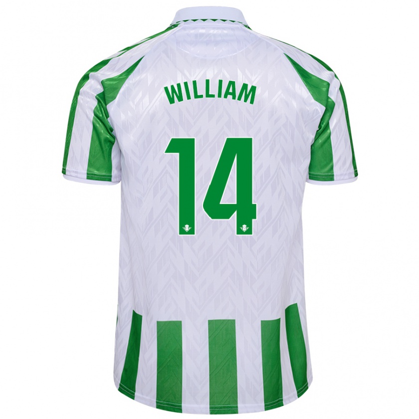 Kandiny Gyermek William Carvalho #14 Zöld Fehér Csíkok Hazai Jersey 2024/25 Mez Póló Ing