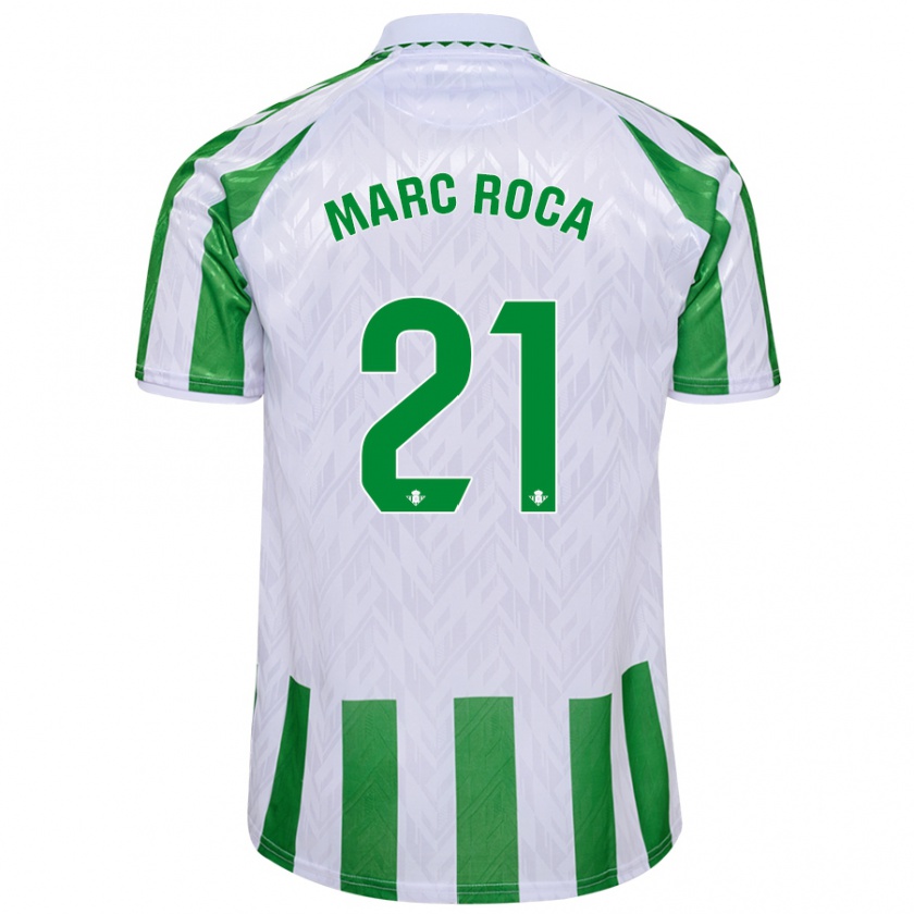 Kandiny Gyermek Marc Roca #21 Zöld Fehér Csíkok Hazai Jersey 2024/25 Mez Póló Ing