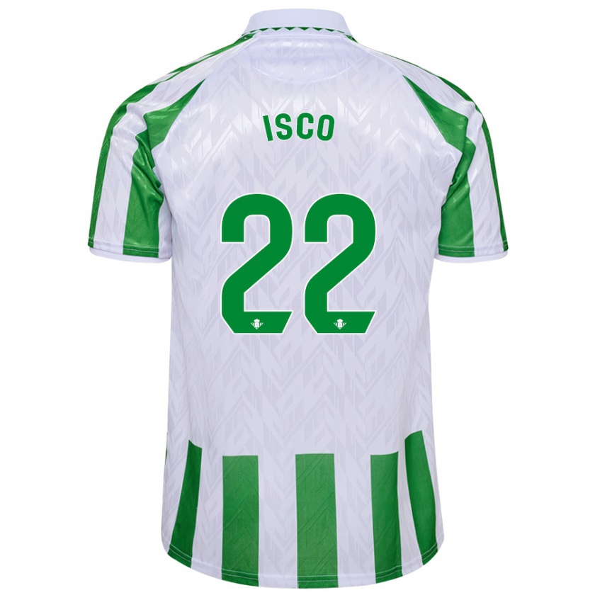 Kandiny Gyermek Isco #22 Zöld Fehér Csíkok Hazai Jersey 2024/25 Mez Póló Ing