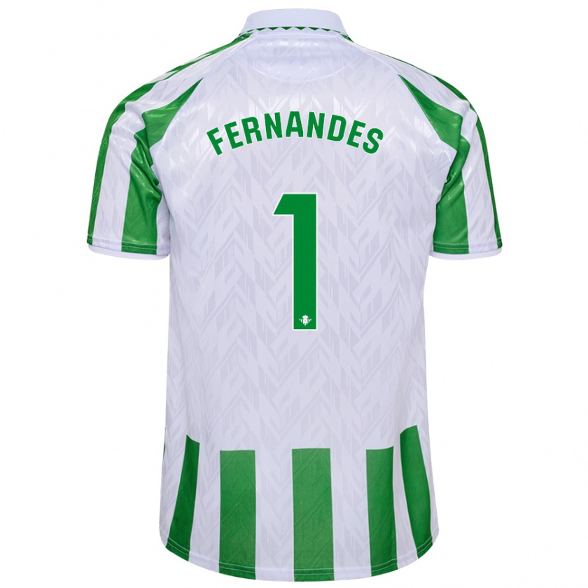 Kandiny Gyermek Guilherme Fernandes #1 Zöld Fehér Csíkok Hazai Jersey 2024/25 Mez Póló Ing