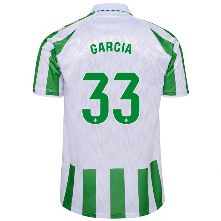 Kandiny Gyermek Pablo García #33 Zöld Fehér Csíkok Hazai Jersey 2024/25 Mez Póló Ing