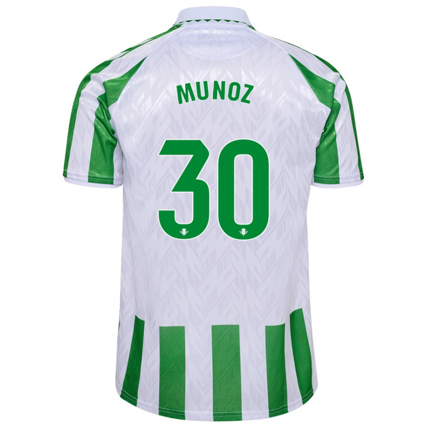 Kandiny Gyermek Blanca Muñoz #30 Zöld Fehér Csíkok Hazai Jersey 2024/25 Mez Póló Ing