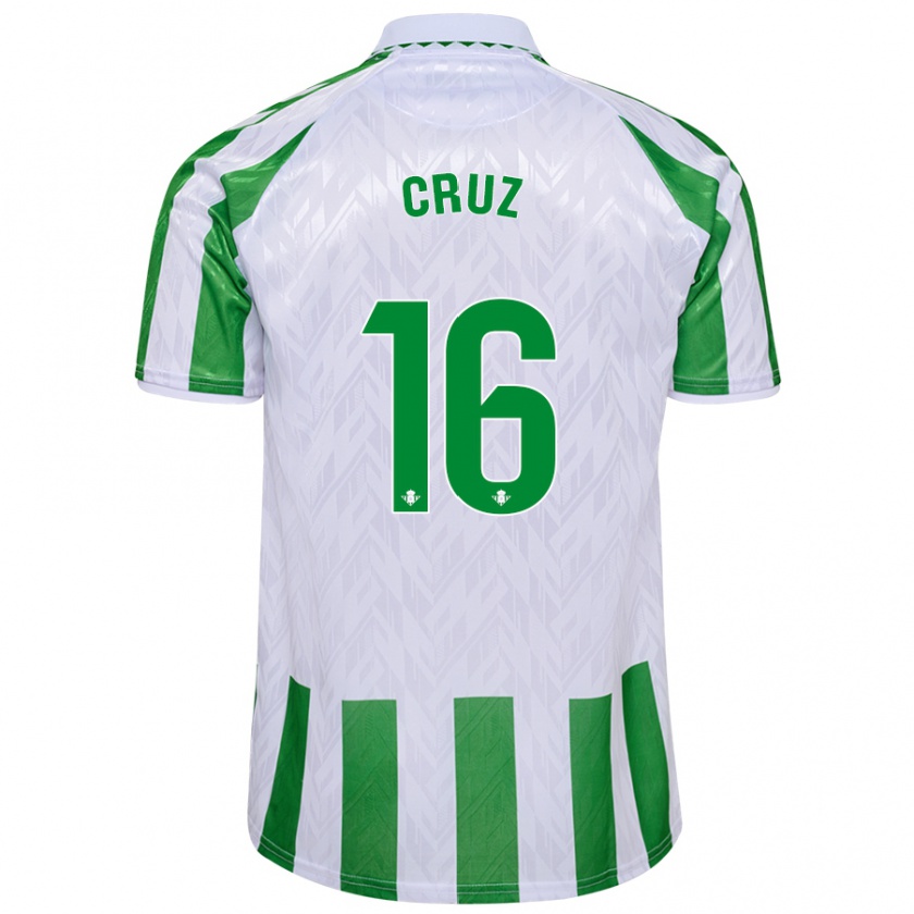 Kandiny Gyermek Juan Cruz #16 Zöld Fehér Csíkok Hazai Jersey 2024/25 Mez Póló Ing