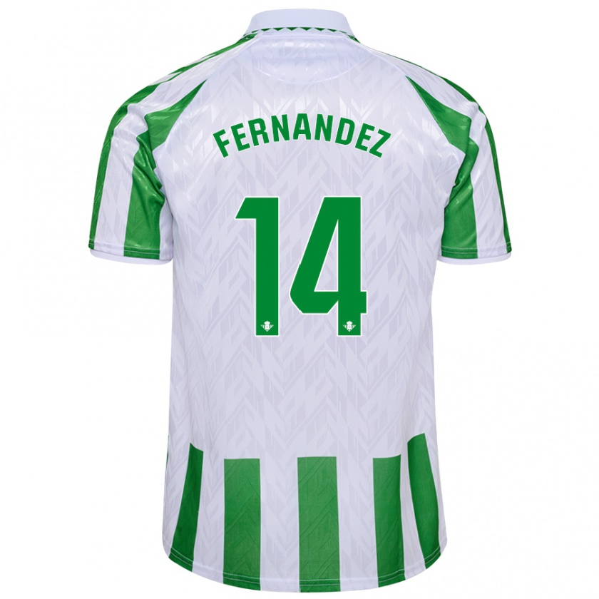 Kandiny Gyermek Quique Fernández #14 Zöld Fehér Csíkok Hazai Jersey 2024/25 Mez Póló Ing