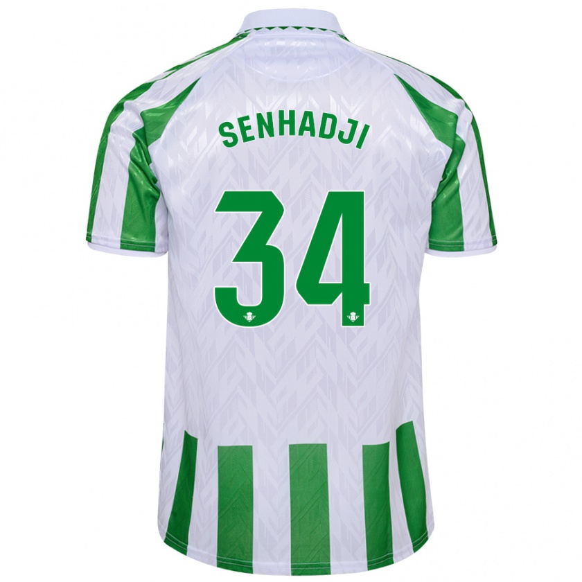 Kandiny Gyermek Yanis Senhadji #34 Zöld Fehér Csíkok Hazai Jersey 2024/25 Mez Póló Ing