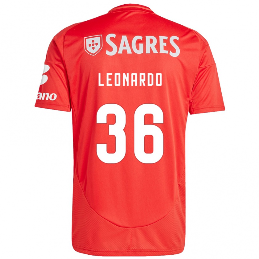 Kandiny Gyermek Marcos Leonardo #36 Piros Fehér Hazai Jersey 2024/25 Mez Póló Ing