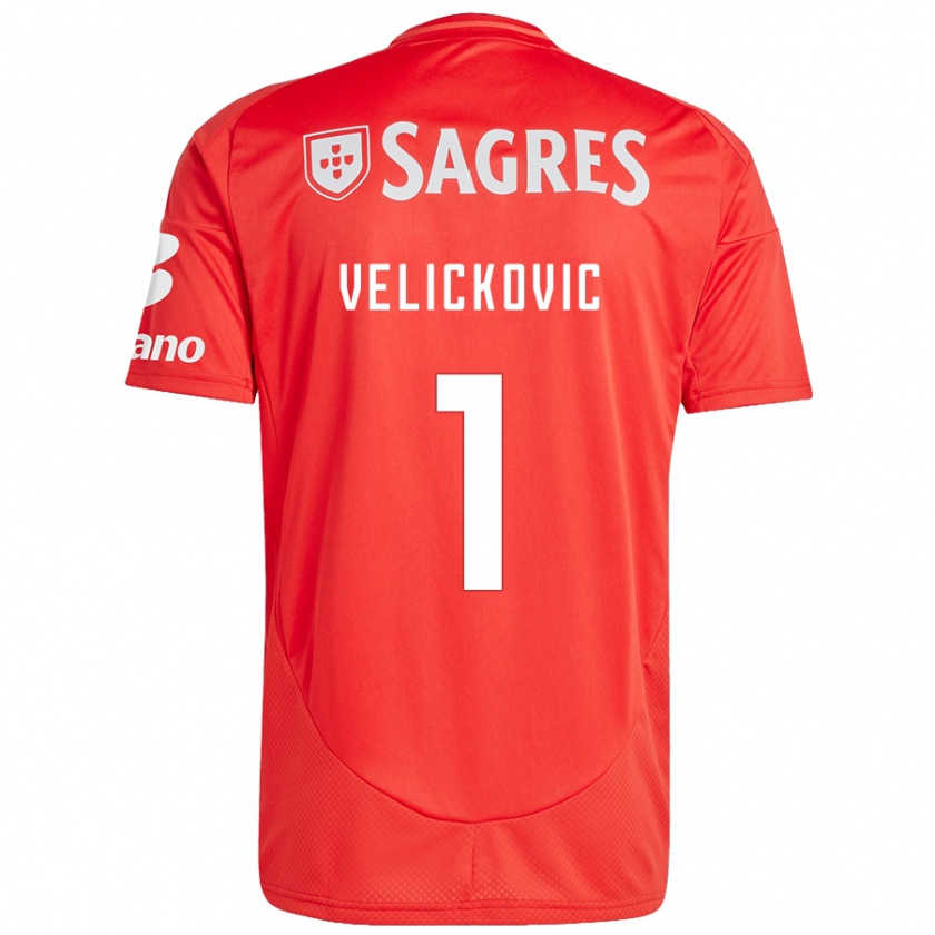 Kandiny Gyermek Luka Velickovic #1 Piros Fehér Hazai Jersey 2024/25 Mez Póló Ing