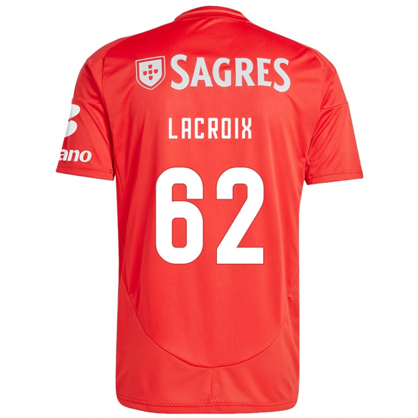 Kandiny Gyermek Lenny Lacroix #62 Piros Fehér Hazai Jersey 2024/25 Mez Póló Ing