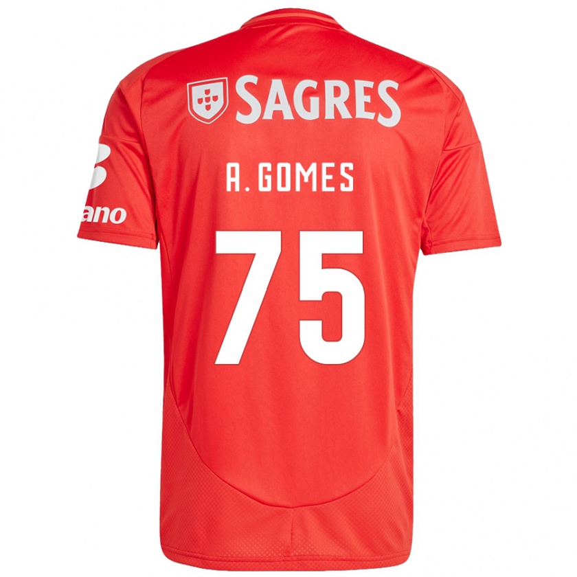 Kandiny Gyermek André Gomes #75 Piros Fehér Hazai Jersey 2024/25 Mez Póló Ing