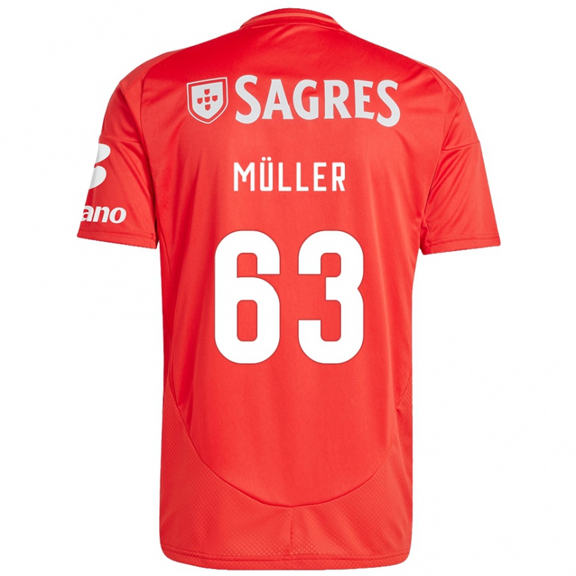 Kandiny Gyermek José Müller #63 Piros Fehér Hazai Jersey 2024/25 Mez Póló Ing