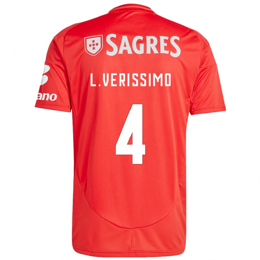 Kandiny Gyermek Lucas Verissimo #4 Piros Fehér Hazai Jersey 2024/25 Mez Póló Ing