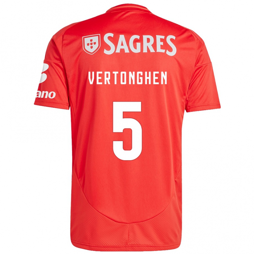 Kandiny Gyermek Jan Vertonghen #5 Piros Fehér Hazai Jersey 2024/25 Mez Póló Ing