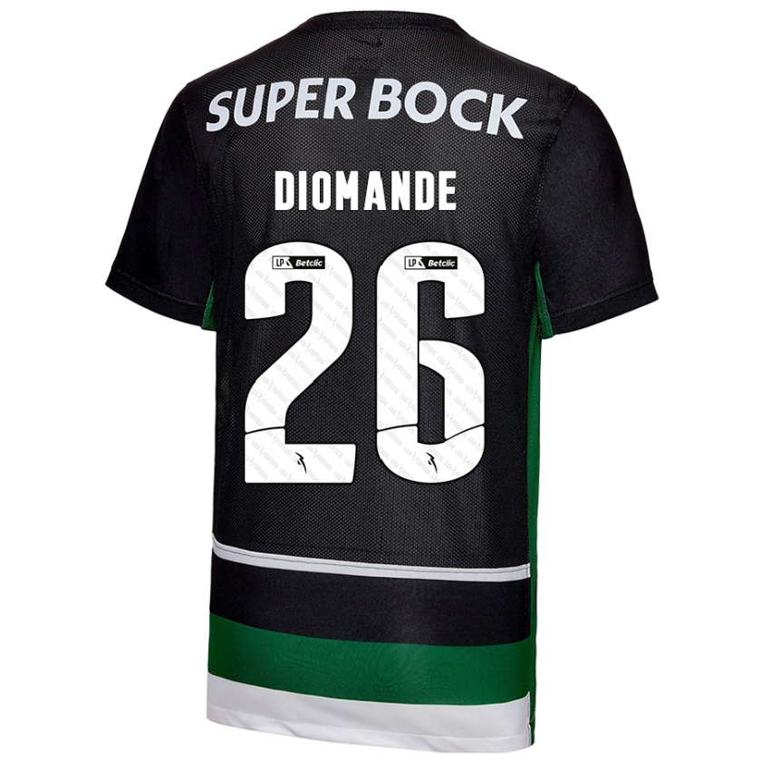 Kandiny Gyermek Ousmane Diomande #26 Fekete Fehér Zöld Hazai Jersey 2024/25 Mez Póló Ing