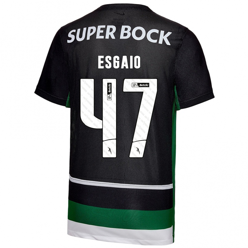 Kandiny Gyermek Ricardo Esgaio #47 Fekete Fehér Zöld Hazai Jersey 2024/25 Mez Póló Ing