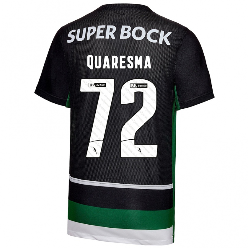 Kandiny Gyermek Eduardo Quaresma #72 Fekete Fehér Zöld Hazai Jersey 2024/25 Mez Póló Ing