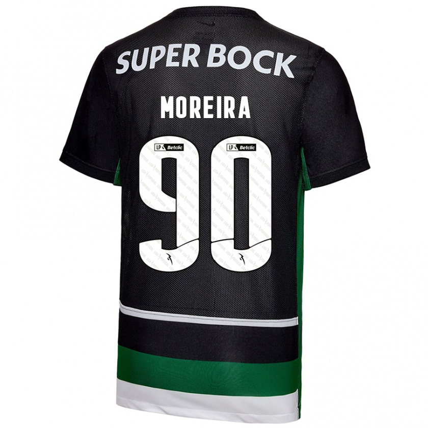 Kandiny Gyermek Afonso Moreira #90 Fekete Fehér Zöld Hazai Jersey 2024/25 Mez Póló Ing