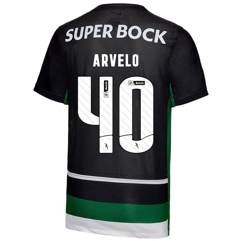 Kandiny Gyermek Adam Arvelo #40 Fekete Fehér Zöld Hazai Jersey 2024/25 Mez Póló Ing