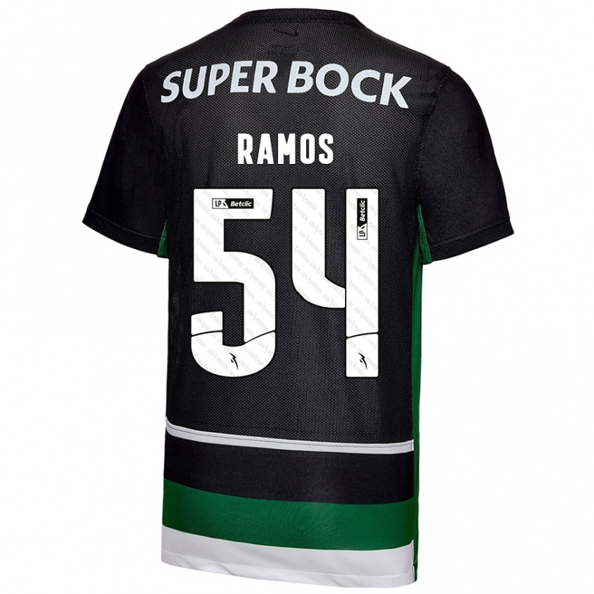 Kandiny Gyermek Bruno Ramos #54 Fekete Fehér Zöld Hazai Jersey 2024/25 Mez Póló Ing