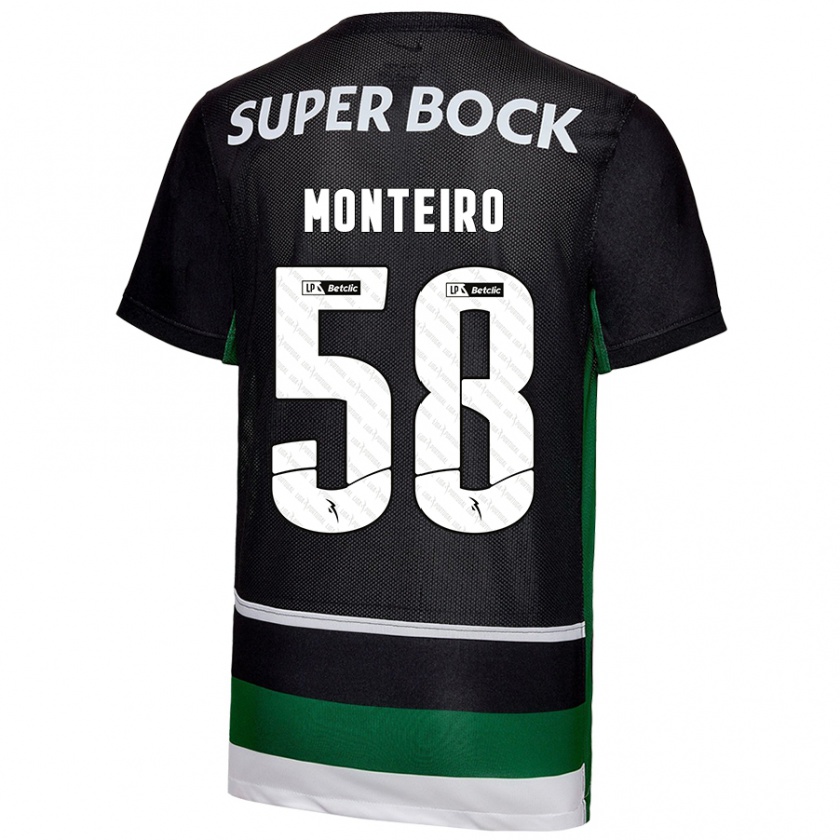 Kandiny Gyermek David Monteiro #58 Fekete Fehér Zöld Hazai Jersey 2024/25 Mez Póló Ing