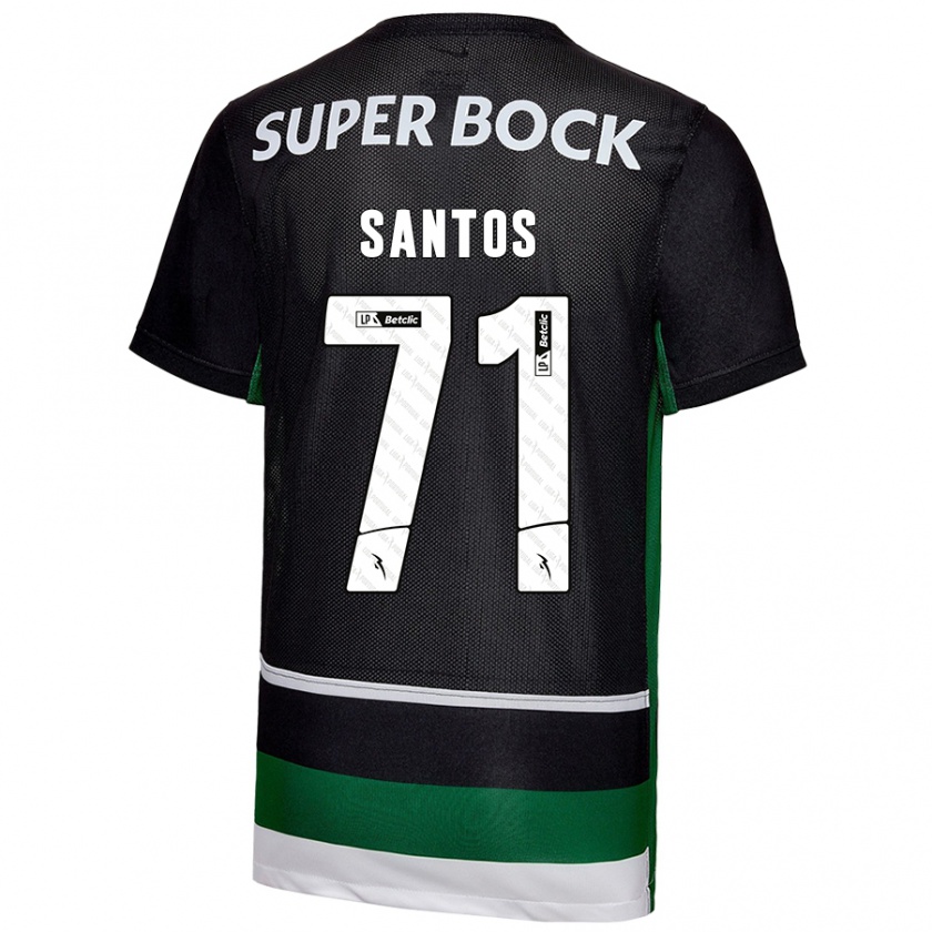 Kandiny Gyermek Denilson Santos #71 Fekete Fehér Zöld Hazai Jersey 2024/25 Mez Póló Ing