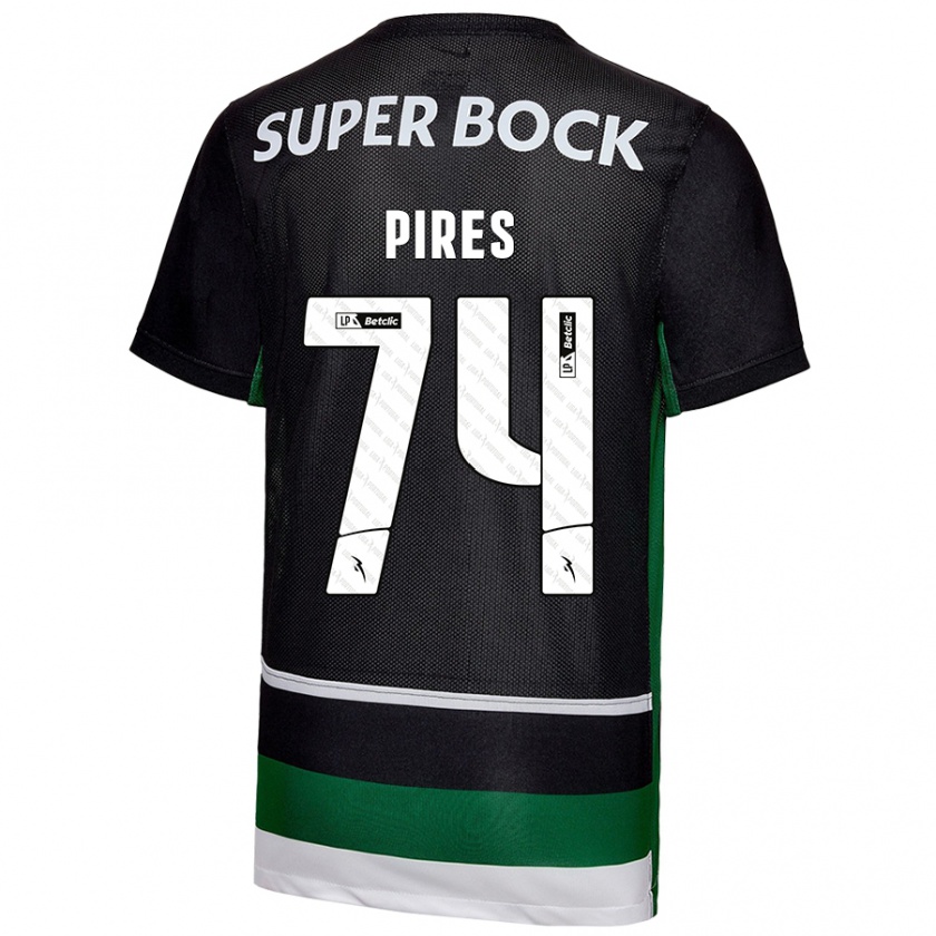 Kandiny Gyermek Guilherme Pires #74 Fekete Fehér Zöld Hazai Jersey 2024/25 Mez Póló Ing